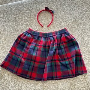 Girls Plaid Sweater Skirt with Matching Headband